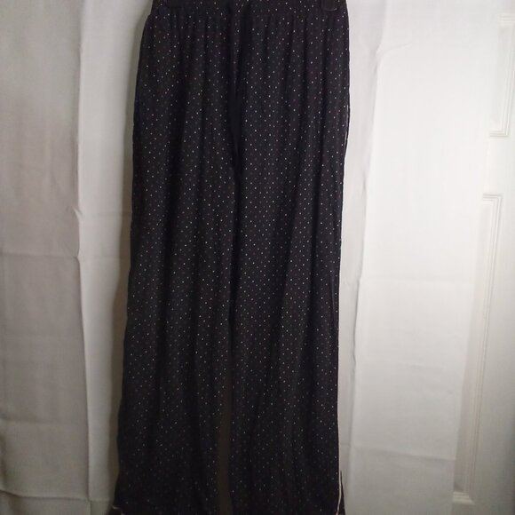 Victoria's Secret Pajama Pants Women M Sleep Bottom Elastic Polka Dot Black Pink - Picture 2 of 15
